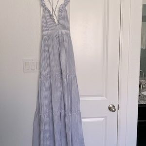 Forever 21 striped tiered ruffle maxi